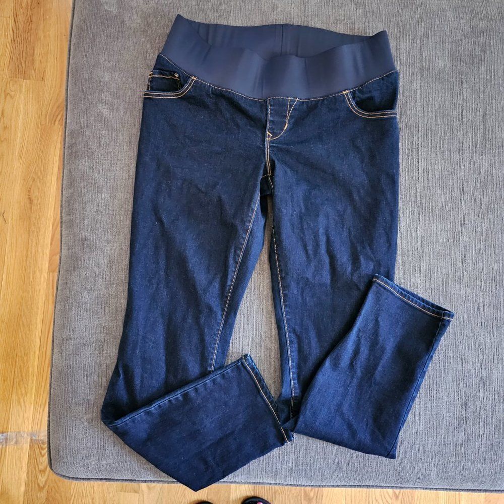 Old Navy Women Maternity Skinny Low Panels Pull On Denim Jeans Blue Size 8 - Picture 6 of 15